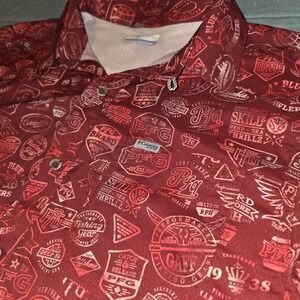 Columbia PFG outdoor Fishing Shirt short sleeve Men's M Red Vented